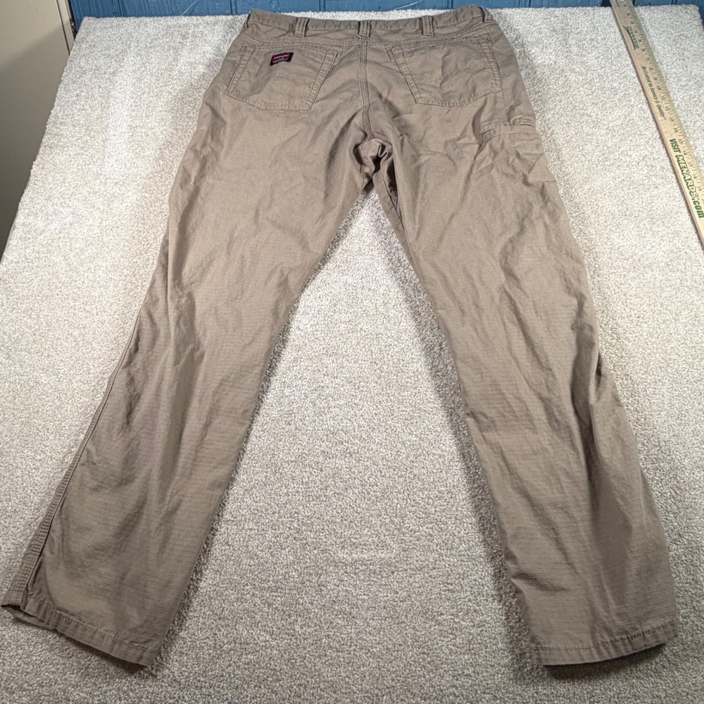 Wrangler Workwear Pants Mens 38x34 (FITS 36x32) Tan Ripstop Utility Trousers - Picture 2 of 10